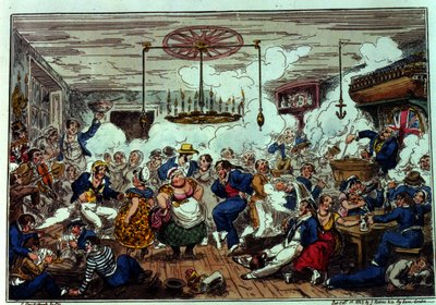 Marineros de juerga, o una mirada en la sala larga, publicado por James Robins y Co., 1 de octubre de 1825 de George Cruikshank